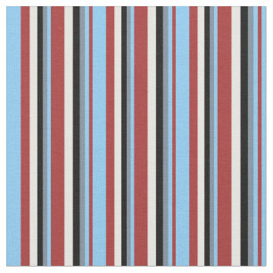 Brown, Light Sky Blue, Gray, Black & Mint Cream Fabric