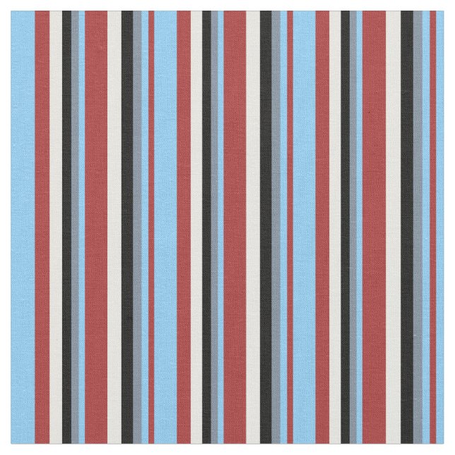 Brown, Light Sky Blue, Gray, Black & Mint Cream Fabric (Close Up)
