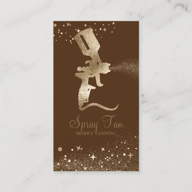 Brown Light Tanning Spray Sparkle Gold Business Card
