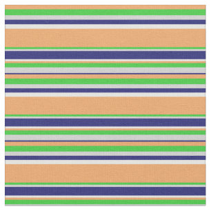 Brown, Lime Green, Gray, Midnight Blue & White Fabric