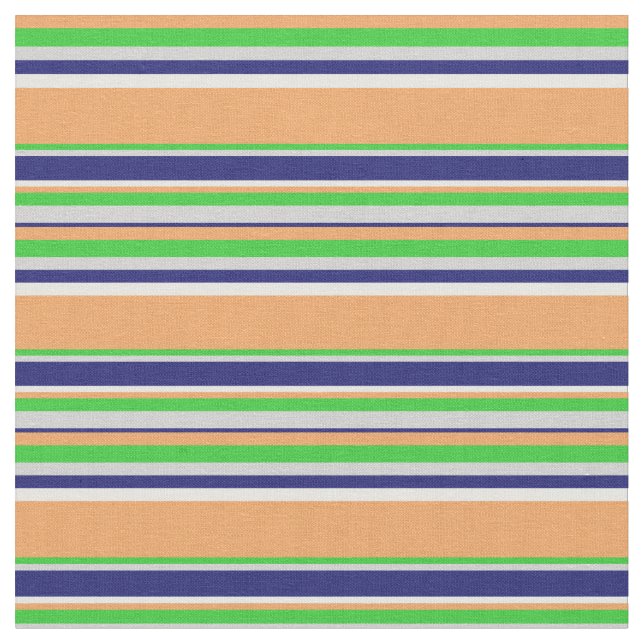 Brown, Lime Green, Gray, Midnight Blue & White Fabric (Close Up)
