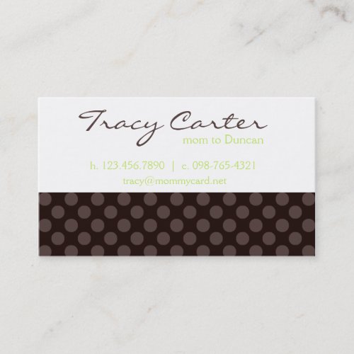 Brown &amp; Lime Mommy Card Business Card Templates