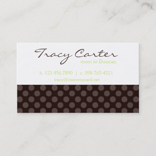 Customizable Brown &amp; Lime Mommy Card Business Card Templates