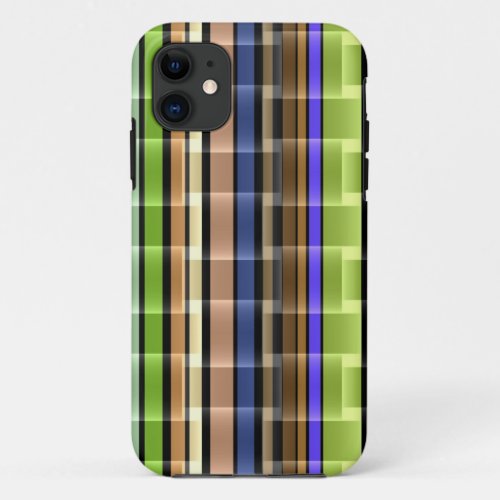 Brown Lime Purple Stripes Pattern iPhone 11 Case