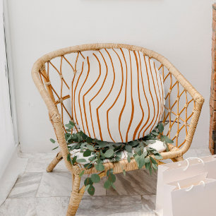 Brown Line Modern Zebra Print Stripes Round Pillow