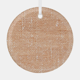 Brown Linen Canvas Texture Background Glass Ornament