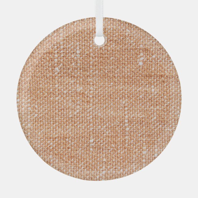Brown Linen Canvas Texture Background Glass Ornament (Front)
