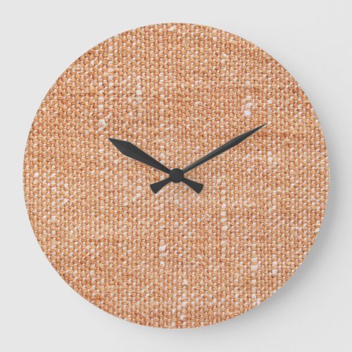 Brown Linen Canvas Texture Background Large Clock