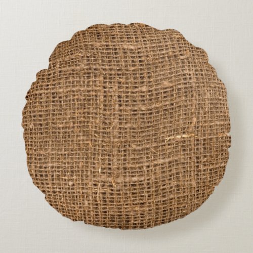 Brown Linen Canvas Texture Round Pillow