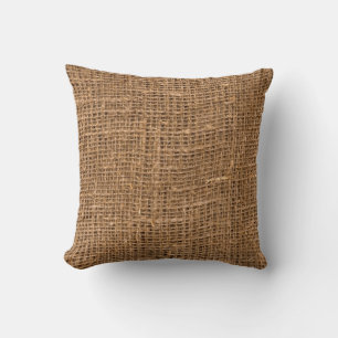 Brown Linen Canvas Texture Throw Pillow