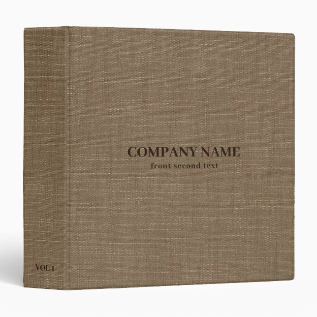 Brown Linen Texture   3 Ring Binder (Front/Spine)
