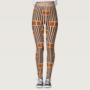 Brown Lines and Boxes Leggings