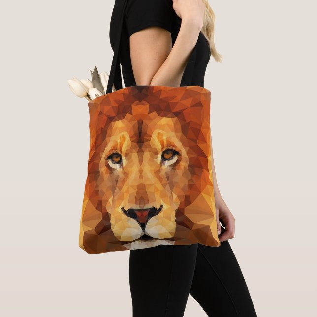 Brown Lion Head All Over Print Tote Bag (Close Up)