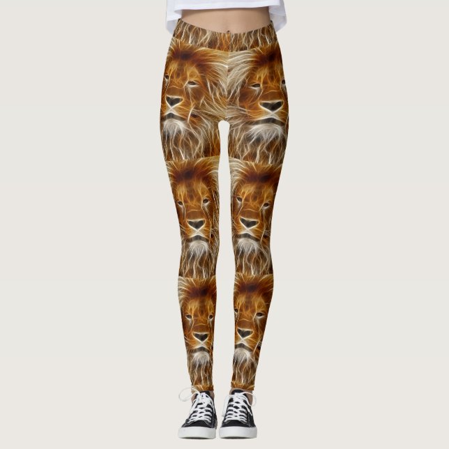 Brown Lion Head Print Leggings (Front)