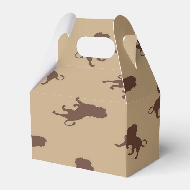 Brown lion silhouette favor boxes (Front Side)