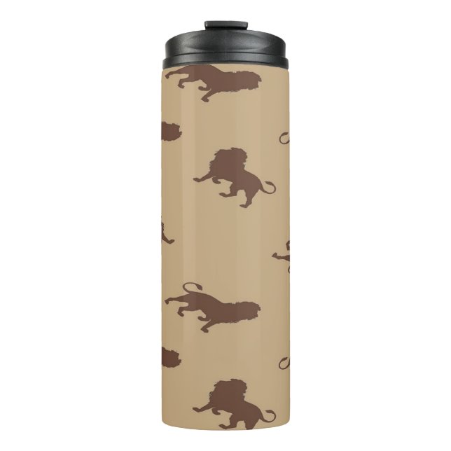 Brown lion silhouette thermal tumbler (Front)