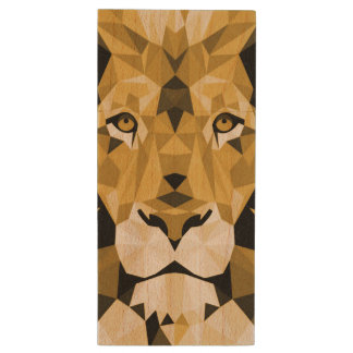 Brown Lion Wood Flash Drive
