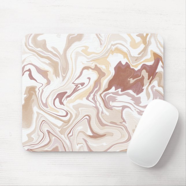Brown Liquid Acrylic Art Mouse Pad | Modern Fluid  (With Mouse)