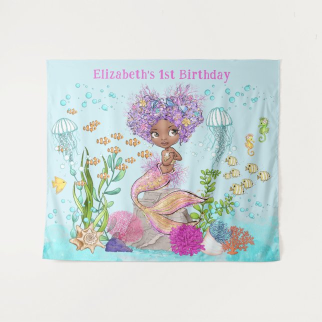 Brown Little Mermaid Under the Sea Backdrop (Front (Horizontal))