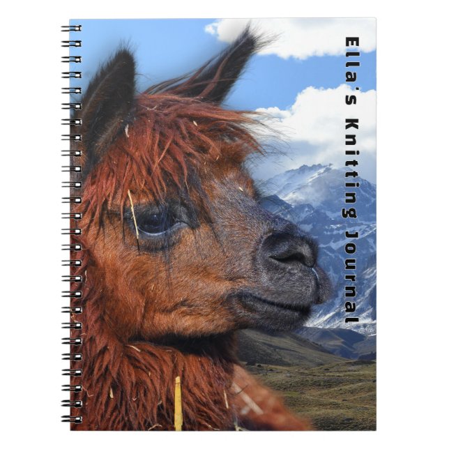 Brown Llama Andes Mountains Personalized Notebook (Front)