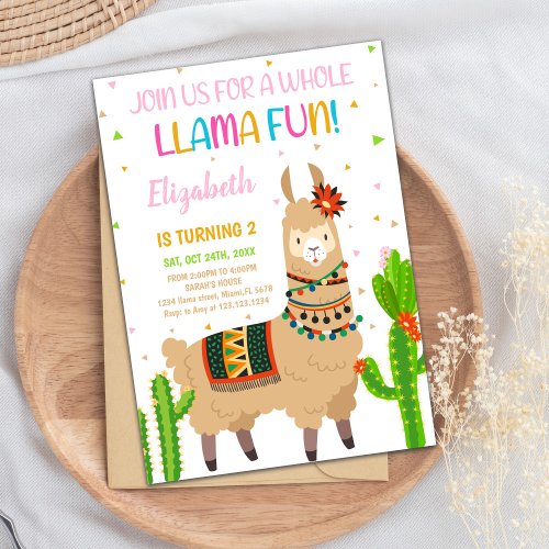 Brown Llama Birthday Invitations