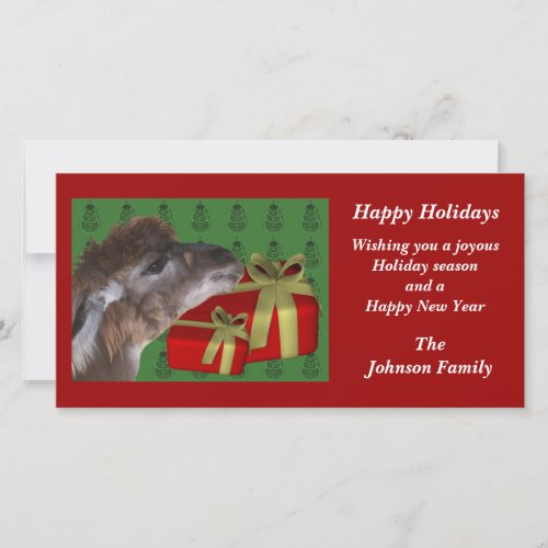 Brown Llama Farm Animal Christmas Holiday Card