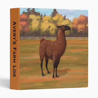 Brown Llama in Autumn Farm Pasture 3 Ring Binder