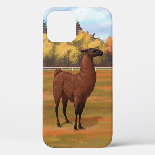 Brown Llama in Autumn Farm Pasture Case-Mate iPhone Case (Back)