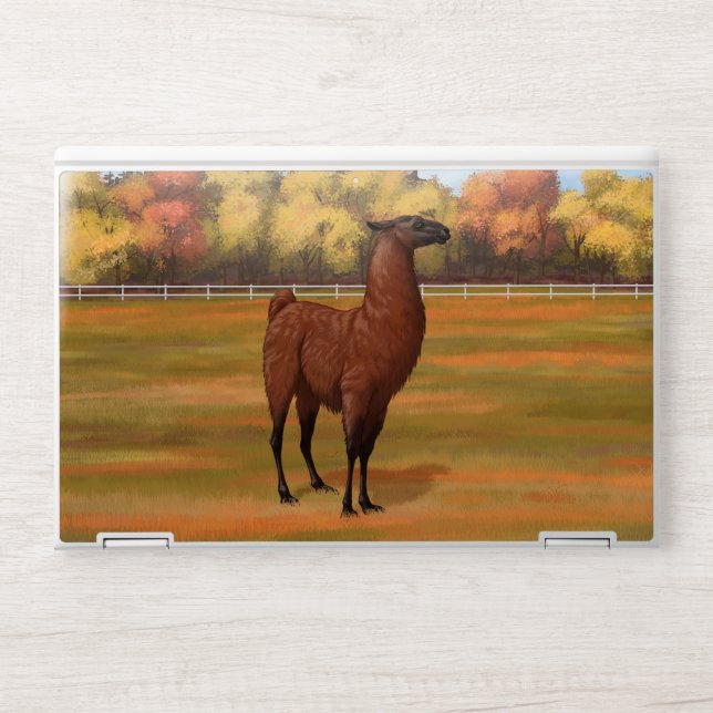 Brown Llama in Autumn Farm Pasture HP Laptop Skin (Front)