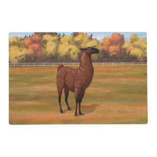 Brown Llama in Autumn Farm Pasture Placemat