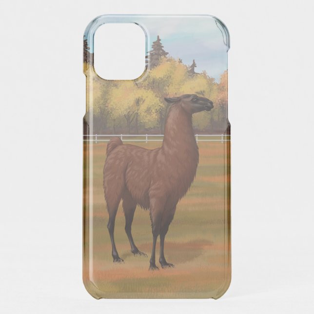Brown Llama in Autumn Farm Pasture Uncommon iPhone Case (Back)