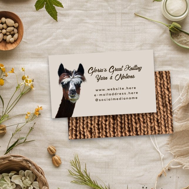Brown Llama Knitting  Business Card (Creator Uploaded)