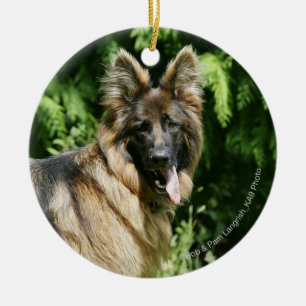 Brown Long Haired German Shepherd 1 Ceramic Ornament