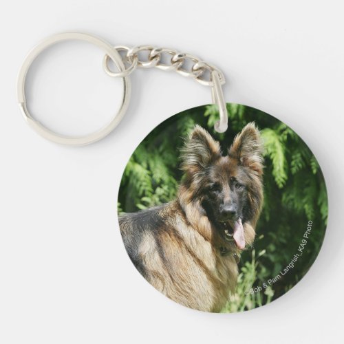 Brown Long Haired German Shepherd 1 Keychain