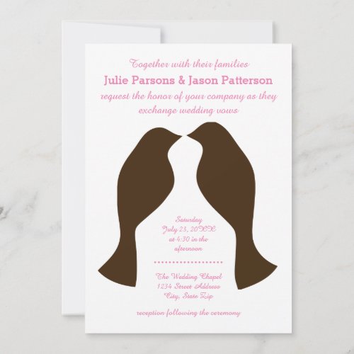 Brown Love Birds _ Wedding Invitation