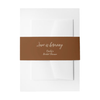 Brown Love is Brewing Coffee Bridal Shower Invitation Belly Band