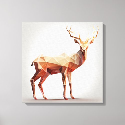 Brown Low Poly Geometric Deer Canvas Print