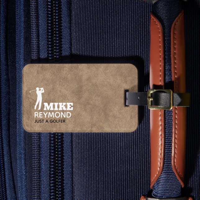 Brown Luggage Tag for Golfers (Front Insitu 4)