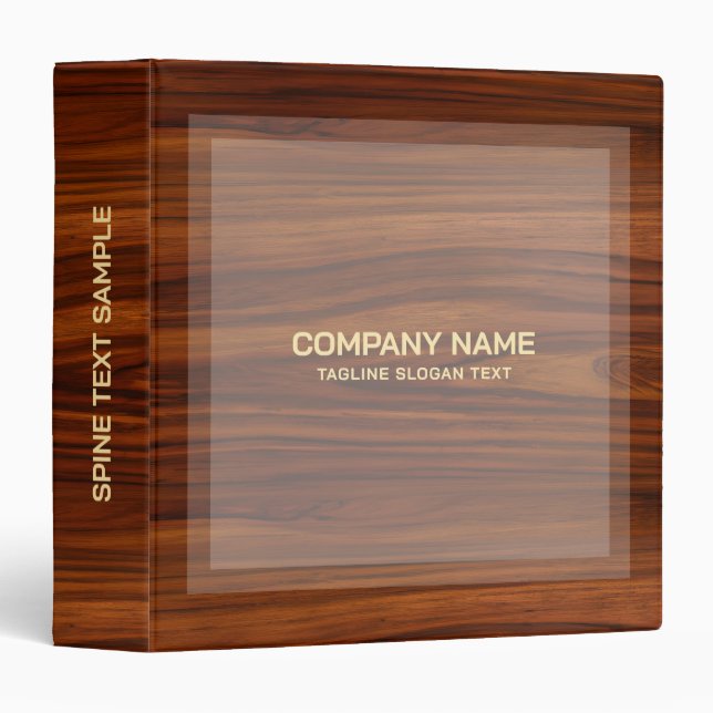 Brown Magohany Wood Grain Texture Print Gold Text 3 Ring Binder (Front/Spine)