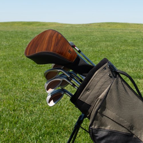 Brown Mahogany Wood Monogram  Golf Head Cover