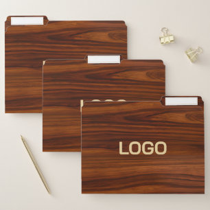 Brown Mahogany Wood Texture Monogram File Folder