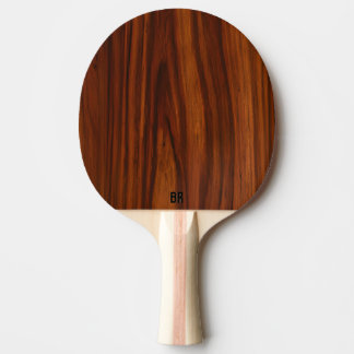 Brown Mahogany Wood Texture Monogram Ping Pong Paddle