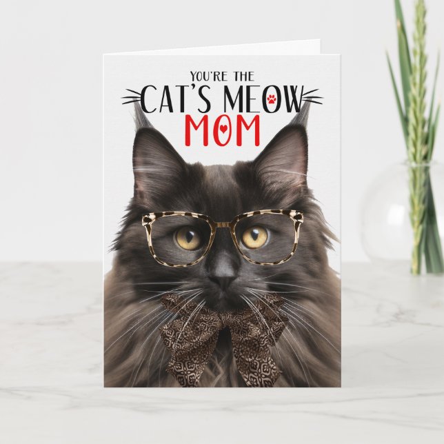 Brown Maine Coon Cat for Mom on Mother's Day Holiday Card (Front)