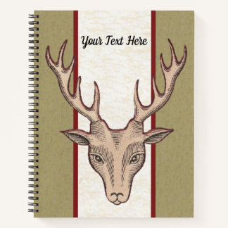 Brown Male Deer Head White Red Tan Stripes Notebook