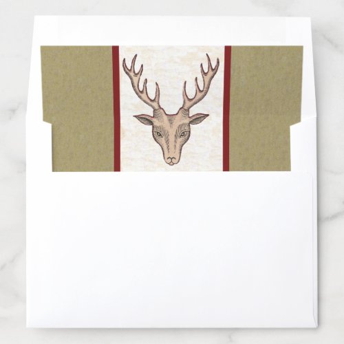 Brown Male Head of Dear Antlers Stripes Envelope Liner