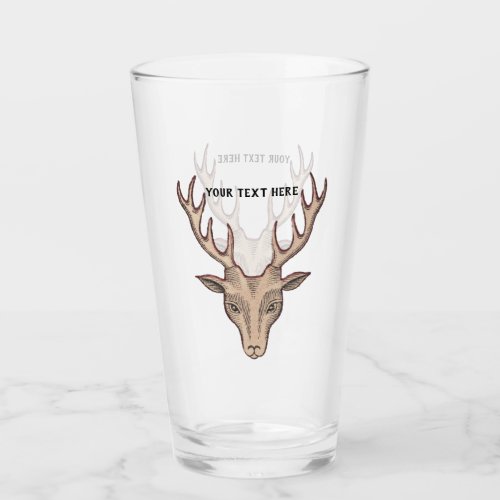Brown Male Trophy Deer Head Large Antlers Glass