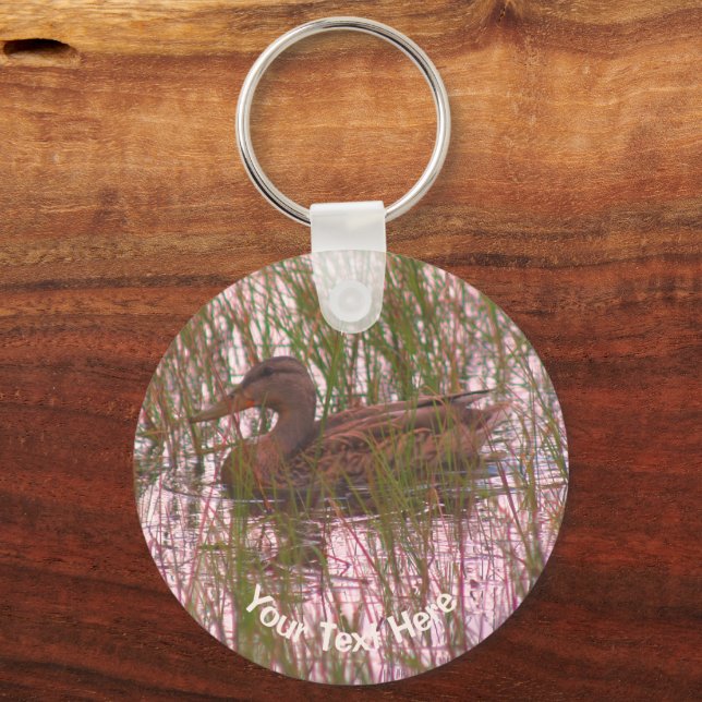 Brown Mallard Duck Nature Personalized Keychain (Front)
