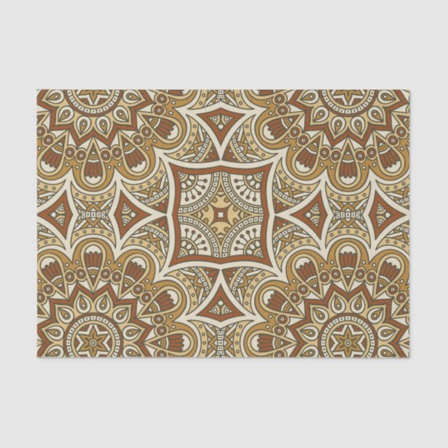Brown Mandala Pattern Tissue Paper (Front)