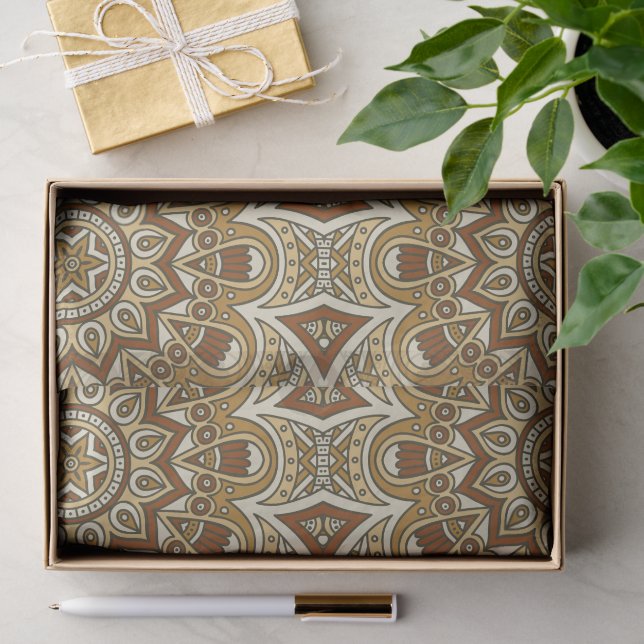 Brown Mandala Pattern Tissue Paper (Gift)