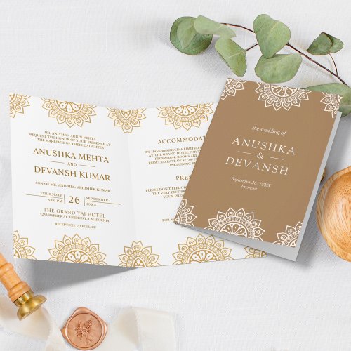 Brown Mandala Traditional Ethnic Indian Wedding Invitation